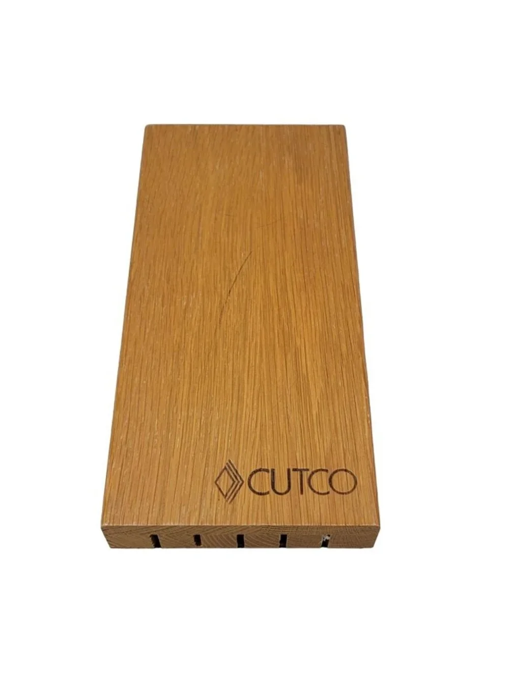 Cutco Space Saver 5 Slot Wood Knife Block Only Metal Bar Stand Honey Oak #1746